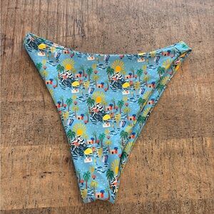 Skatie Blue Tropical Print Bikini Bottom